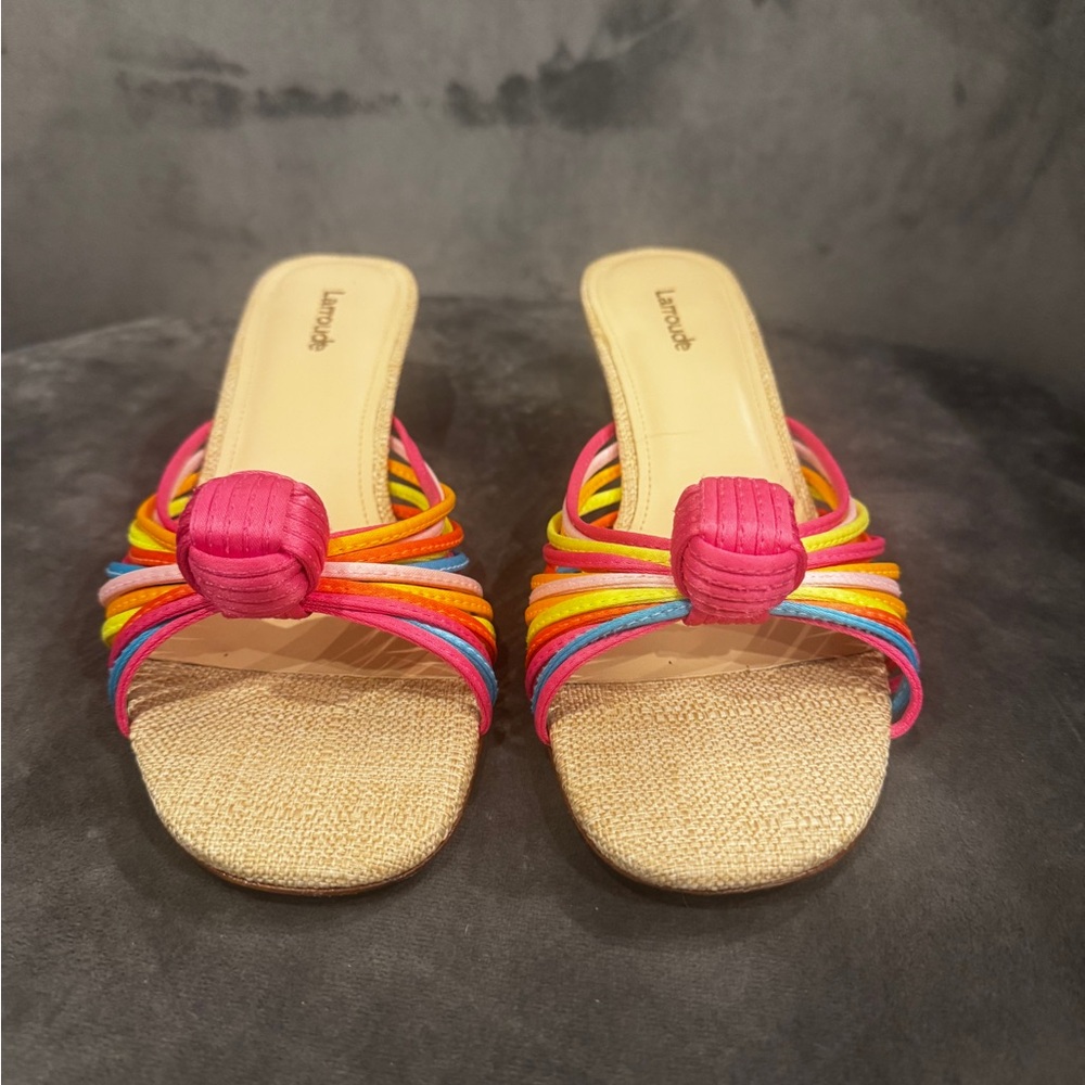 LARROUDÉ
Valerie Mule In Multicolor Satin and Raffia